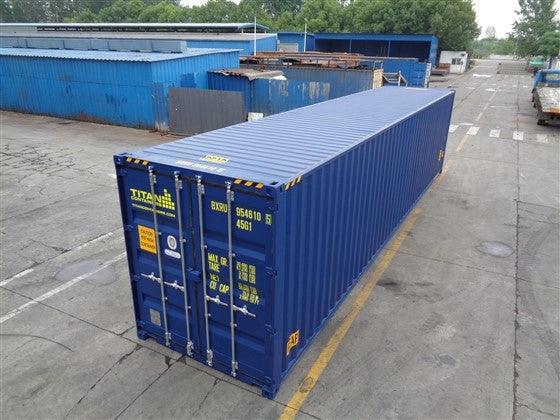 Contenedor de 40 pies High Cube con puertas en ambos extremos nuevo Azul