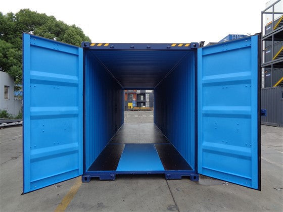 Contenedor de 40 pies High Cube con puertas en ambos extremos nuevo Azul